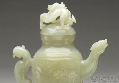 图片[2]-Jade vessel imitating a bronze he with dragon and bird design, Qing dynasty, Qianlong reign (1736-1795)-China Archive